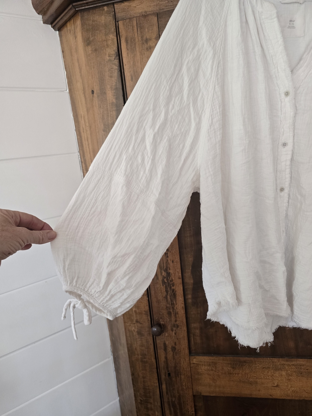 Aerie Daybreak Coverup Shirt White Lightweight Button-Front XL - Picture 5 of 9